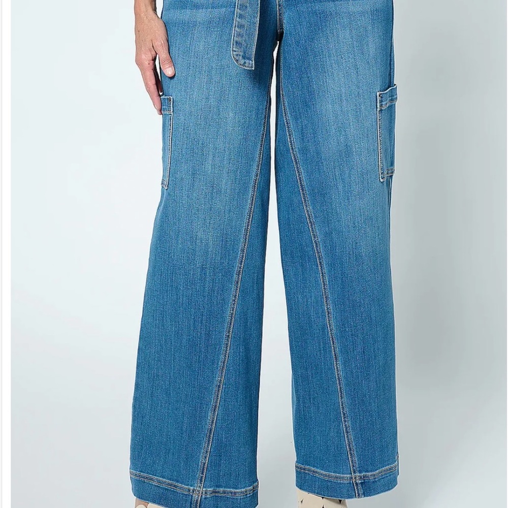 Blue Flare Wide-Leg Jeans